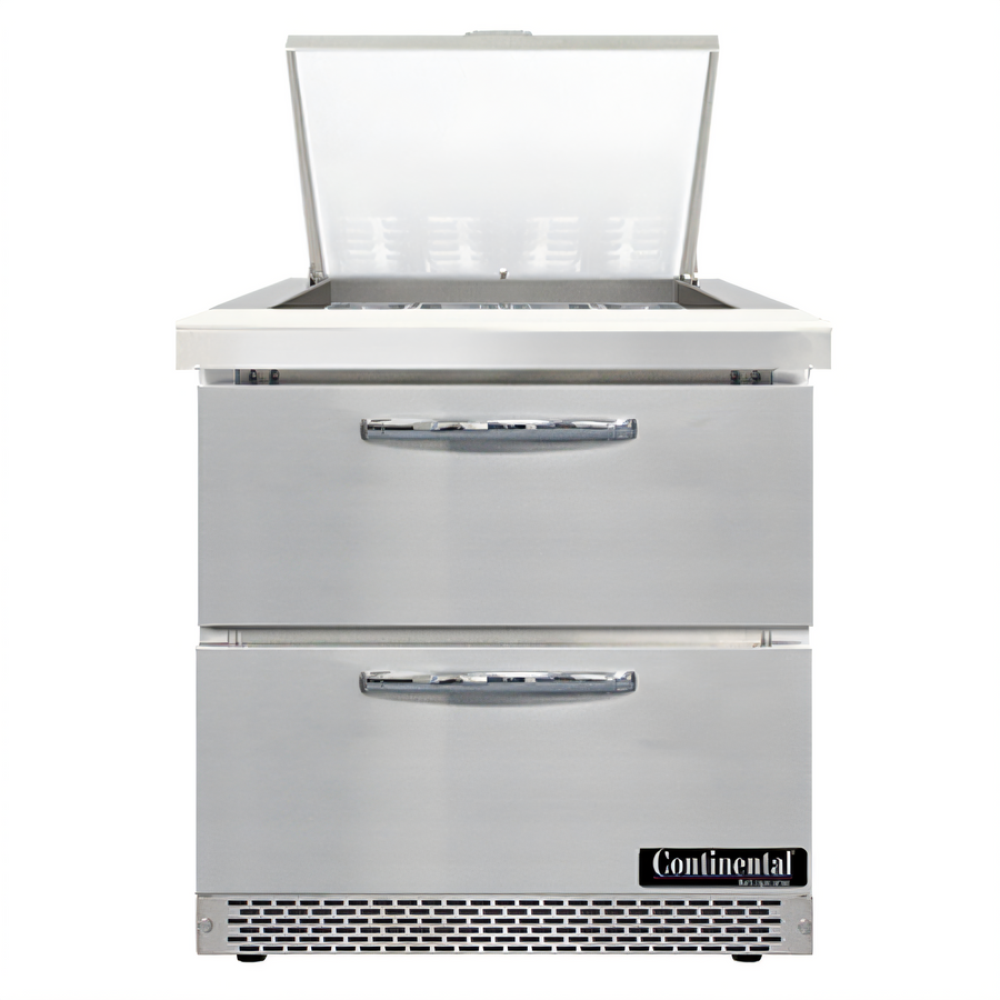 Product image #1 for Continental Refrigerator Mighty Top SW32N12M-FB-D 32" One-Section Front Breathing Sandwich Unit with Drawers