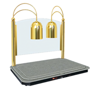 Hatco Decorative Freestanding Carving Station with Heated Stone Base, 2 Heat Lamps, Sneeze Guard, and 36 x 24 Cutting Board