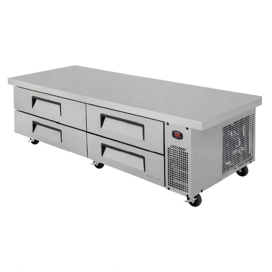 Product image #1 for Turbo Air Super Deluxe Extended Top Chef Base Refrigerator, 4-Drawer, Stainless Steel, Self-Contained Side-Mounted Refrigeration