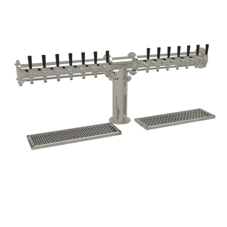 Product image #1 for Glastender Countertop Pipe Tee Draft Dispensing Tower, 14 Faucets, Glycol-Cooled, Mirror Finish