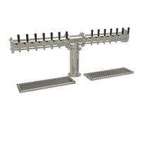 Glastender Countertop Pipe Tee Draft Dispensing Tower, 14 Faucets, Glycol-Cooled, Mirror Finish