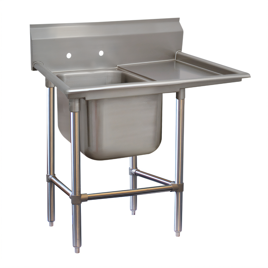 Product image #1 for Regaline 1-Compartment Commercial Sink with Right-Hand Drainboard, 24 x 24 Inch Bowl, 14 Gauge 304 Stainless Steel