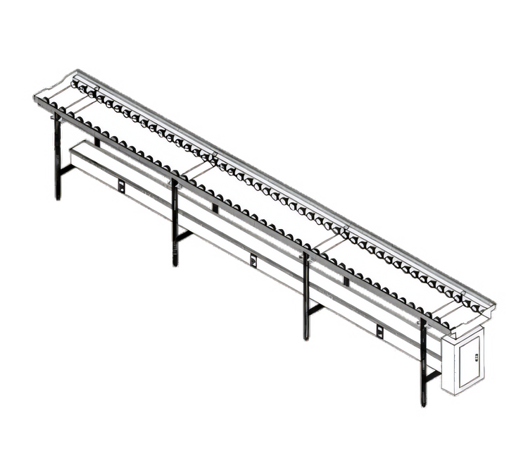 Product image #1 for Dinex DXIESSW20 20-Foot Non-Powered Stainless Steel Skate Wheel Tray Make-Up Conveyor