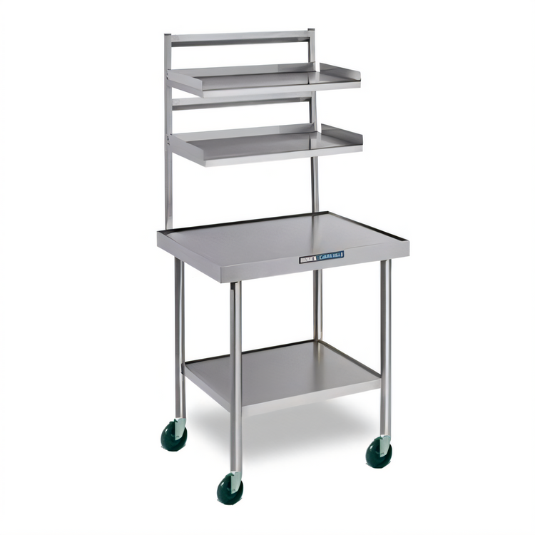 Product image #1 for Dinex Mini Starter Workstation Mobile Stainless Steel Work Table, 30"W x 24"D, 14-Gauge Top, Overshelves and Undershelf
