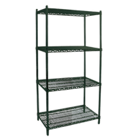 Omcan USA 60-Inch Wide 4-Shelf Stationary Wire Shelving Unit, 24-Inch Deep, Epoxy-Coated Green