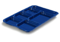 Carlisle Right-Handed 6-Compartment Rectangular Compartment Tray, Blue Polypropylene, 14-3/8 x 10 Inches
