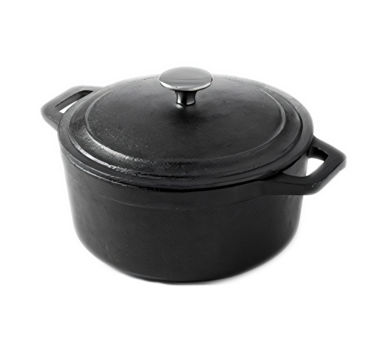 Product image #1 for American Metalcraft 3 Qt Round Cast Iron Casserole Dish with Lid and Handles