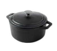 American Metalcraft 3 Qt Round Cast Iron Casserole Dish with Lid and Handles