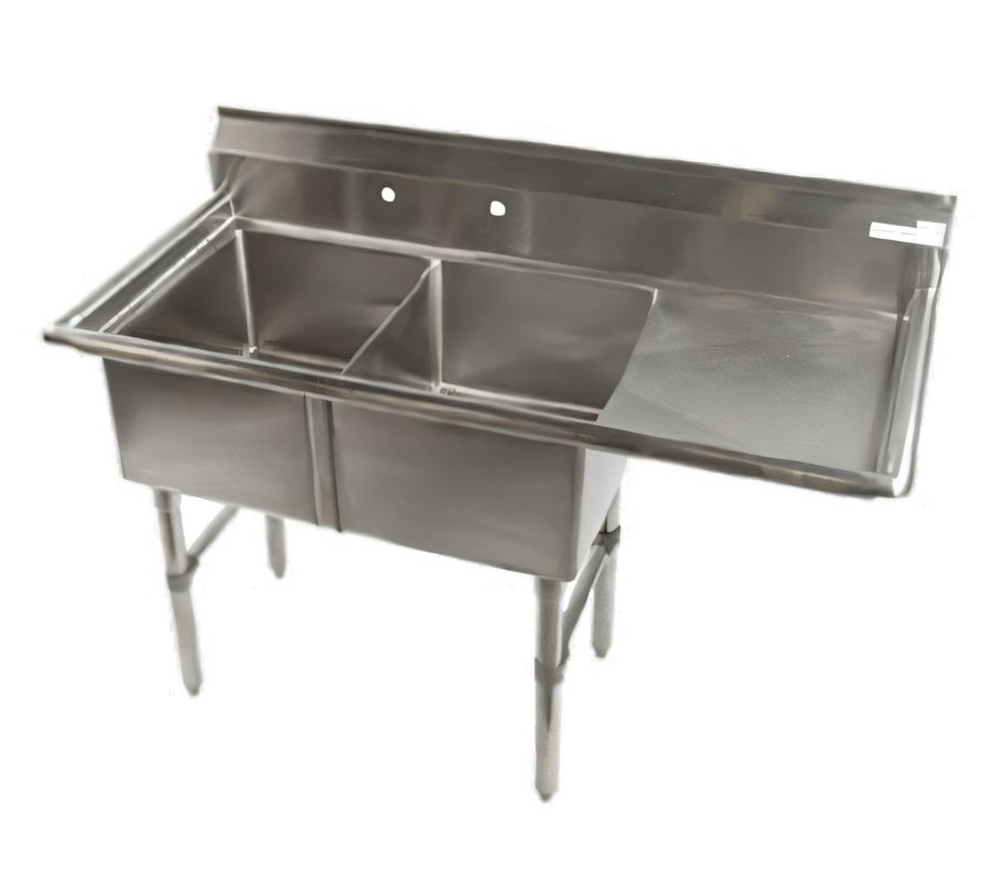Product image #1 for Economy 2-Compartment Stainless Steel Sink with Right-Hand Drainboard, 52-1/2 Inch