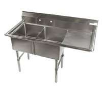 Economy 2-Compartment Stainless Steel Sink with Right-Hand Drainboard, 52-1/2 Inch