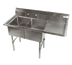 Thumbnail image #1 for Economy 2-Compartment Stainless Steel Sink with Right-Hand Drainboard, 52-1/2 Inch