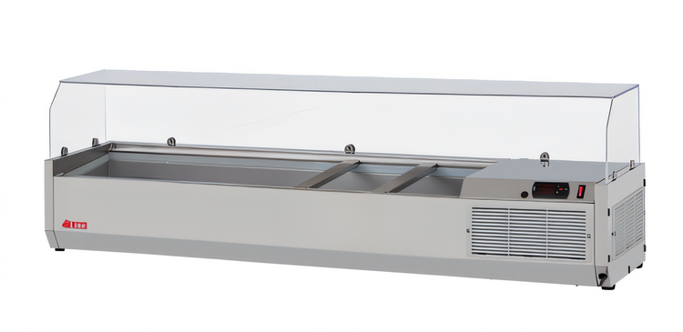 Product image #1 for Turbo Air E-Line Countertop Salad Prep Table with Clear Hood, 48-3/8 Inch, 5 GN 1/4 Pan Capacity