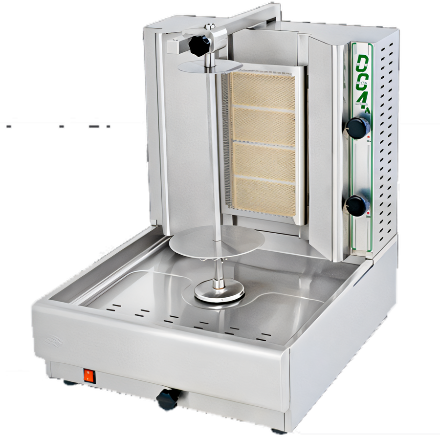 Product image #1 for Visvardis Gas Vertical Broiler Gyro Machine with 110V Enclosed Spit Motor, 40-70 lb Capacity, 24,000 BTU