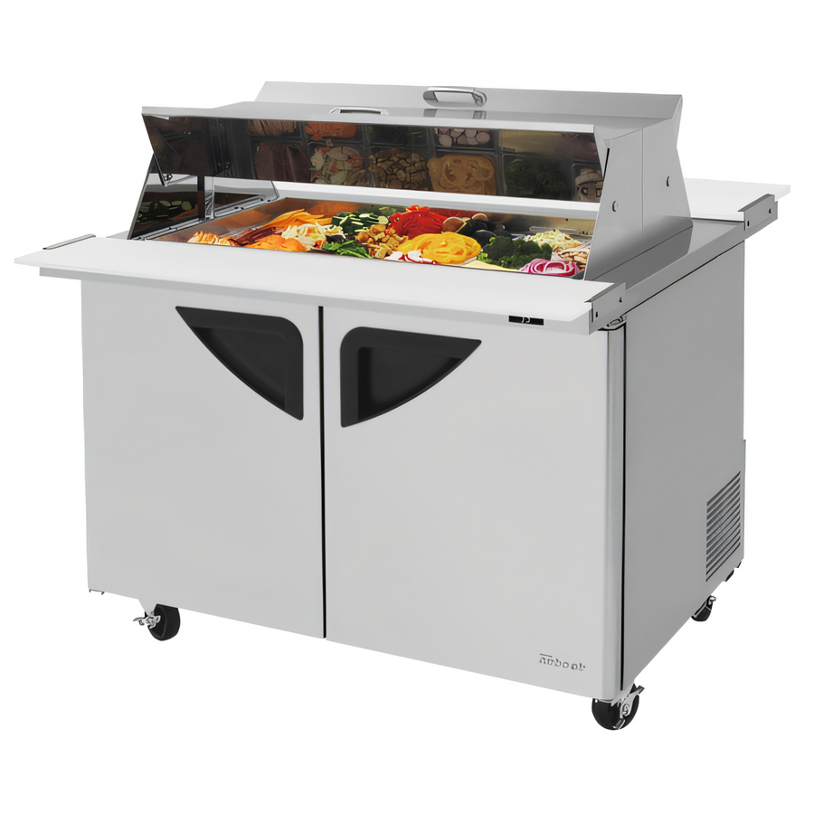 Product image #1 for Turbo Air Super Deluxe 48 1/4-Inch Two-Section Sandwich/Salad Mega Top Prep Table with Dual-Sided Lids