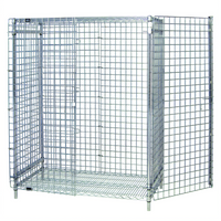 Quantum Stationary Wire Security Cage with Panel Doors, 60W x 21D x 63H, Chrome Plated Finish