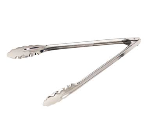 Product image #1 for Crestware 9.5 Inch Standard Duty Stainless Steel Scalloped Tongs