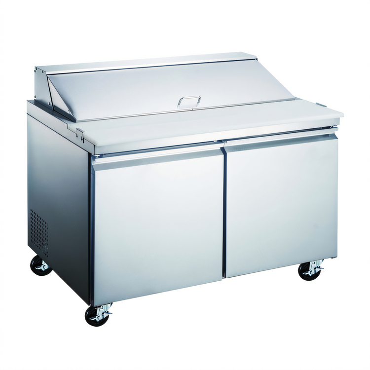 Product image #1 for 60-Inch Two-Section Refrigerated Prep Table with Rear-Mounted Self-Contained Refrigeration and 16 1/6 Pan Capacity