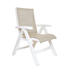 Thumbnail image #1 for Grosfillex Jamaica Beach UT091004 Outdoor Midback Folding Sling Chair, Straw Fabric, White Plastic Frame Case of 2