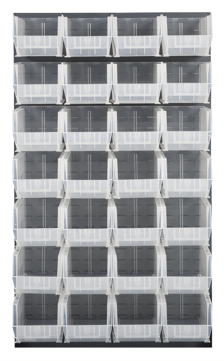 Product image #1 for Quantum Wall-Mounted Louvered Panel Starter Unit with 28 Clear Bins