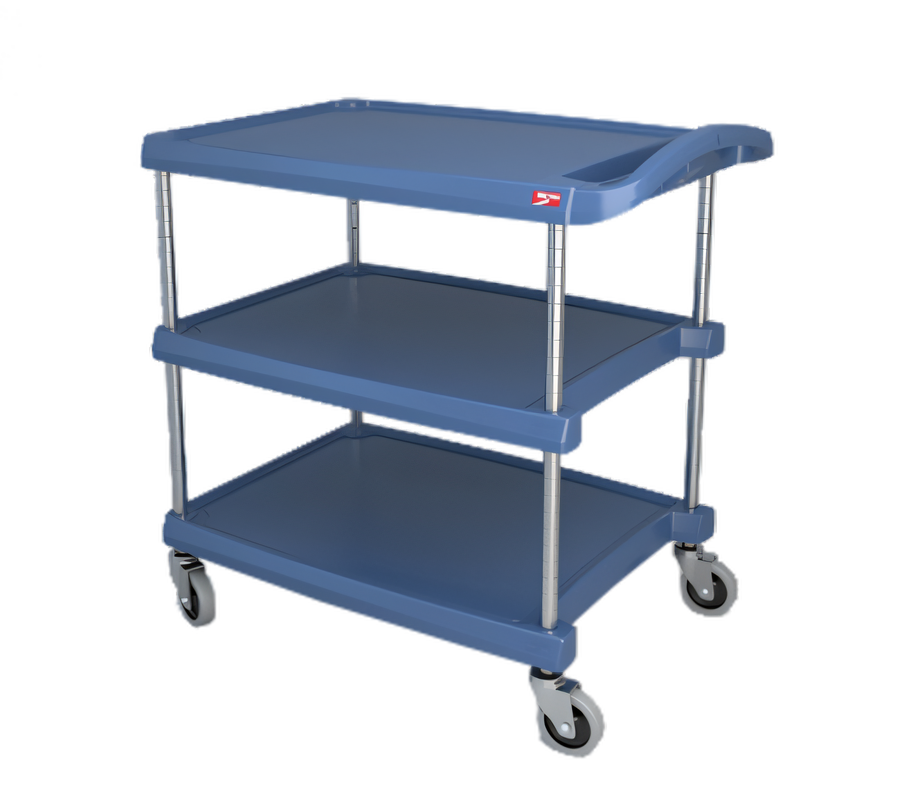 Product image #1 for Metro myCart Series 3-Shelf Polymer Utility Cart, Blue Microban, Open Base