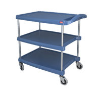 Metro myCart Series 3-Shelf Polymer Utility Cart, Blue Microban, Open Base