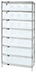 Thumbnail image #1 for Quantum Stationary Bin Wire Shelving System with 8 Shelves and 28 Clear Bins, 36 x 14 x 74 Inches, Chrome Plated