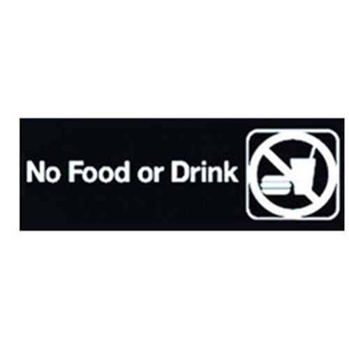 Product image #1 for Winco No Food or Drink Prohibitive Sign, 9 x 3 Inches, Black with White Imprint