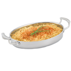 Thumbnail image #1 for Vollrath Miramar® 49412 2.6-Quart 12-Inch Oval Au Gratin Pan, 3-Ply Stainless Steel, Induction Ready