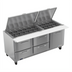 Thumbnail image #1 for Victory UltraSpec V-Core 72-Inch Three-Section Sandwich Prep Table with 30 1/6-Size Pan Top, 1 Door, and 4 Drawers