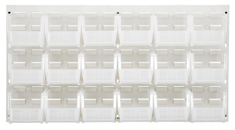 Product image #1 for Quantum Wall-Mounted Louvered Panel Starter Unit with 18 Clear Bins, 36 x 11 x 19 Inches