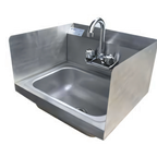 Thumbnail image #1 for Serv-Ware HS15S-CWP Wall-Mounted Commercial Hand Sink, 17 x 15 in, 18-Gauge 304 Stainless Steel, Faucet Included, Double Splash Guards