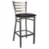 Thumbnail image #1 for Commercial Ladder Back Bar Stool with Black Upholstered Seat and Clear Coat Frame