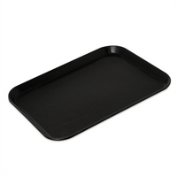 Carlisle Griptite 2 22 x 16 Inch Rectangular Black Fiberglass Non-Slip Serving Tray