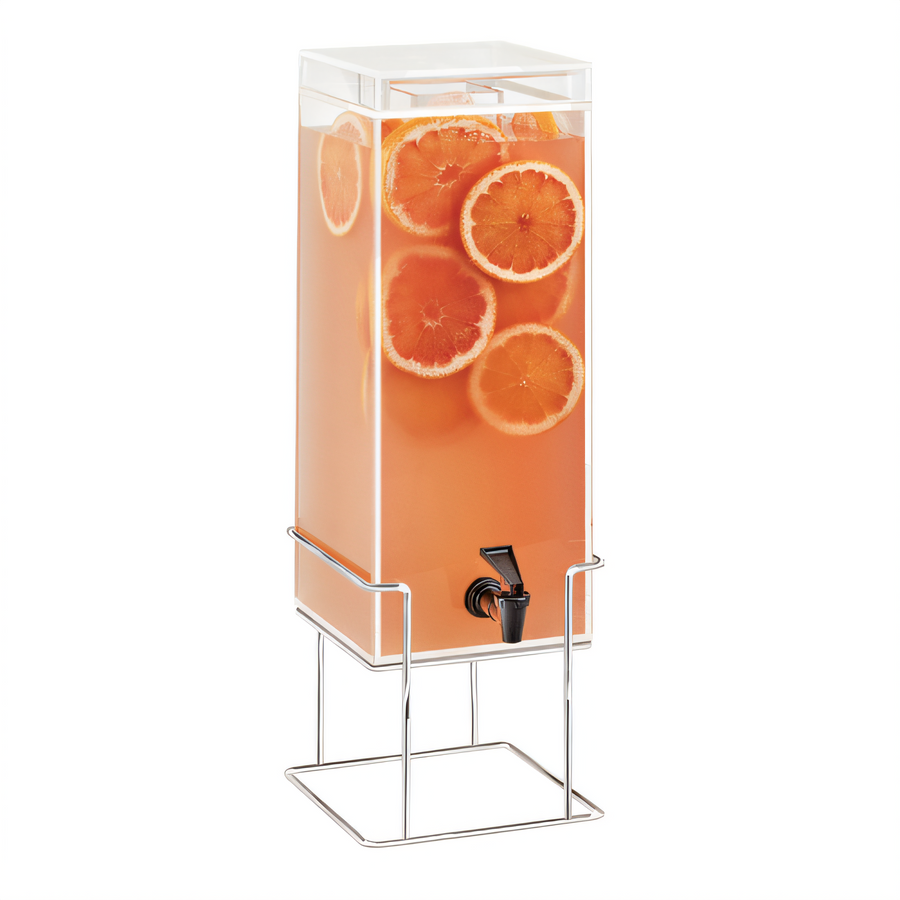Product image #1 for Mid-Century 3 Gallon Square Beverage Dispenser with Infusion Chamber, Drip Tray, and Brass Wire Base