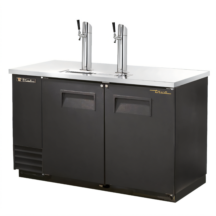 Product image #1 for True Commercial Direct Draw Beer Dispenser, 2 Half-Barrel Keg Capacity, Flat Top, 2 Columns, Black Exterior