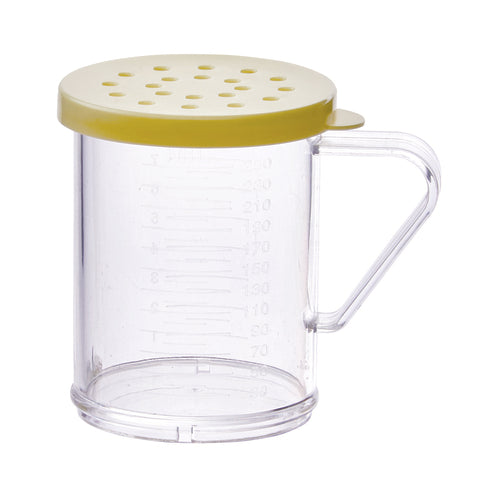 Product image #1 for Winco 10 oz Clear Polycarbonate Shaker/Dredge with Handle and Yellow Snap-On Lid