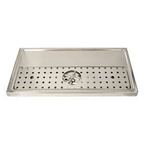 Thumbnail image #1 for Micro Matic USA DP-1606 Surface-Mount Platform Drip Tray with Glass Rinser, Polished Stainless Steel, 31-1/2"W x 15-3/4"D, for 3-5 Faucets