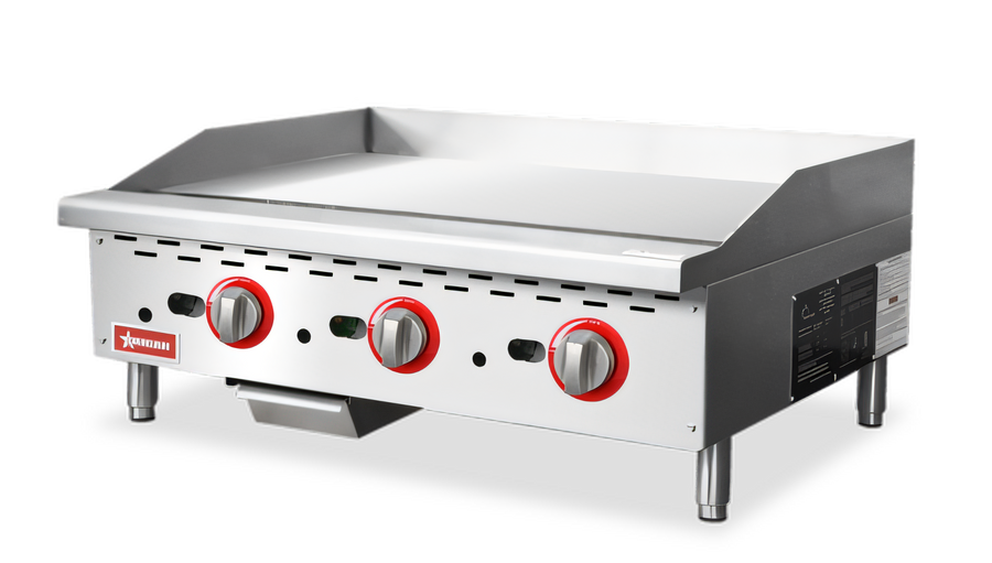 Product image #1 for Omcan USA 36-Inch Countertop Natural Gas Griddle with 24 x 20.7-Inch Cooking Surface and LP Conversion Kit