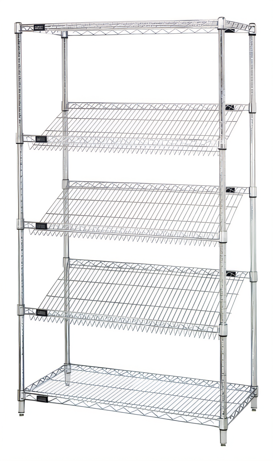 Product image #1 for Quantum 36 Inch Wide Slanted Stationary Wire Shelving Unit, 18 Inch Deep x 63 Inch High, Chrome-Plated