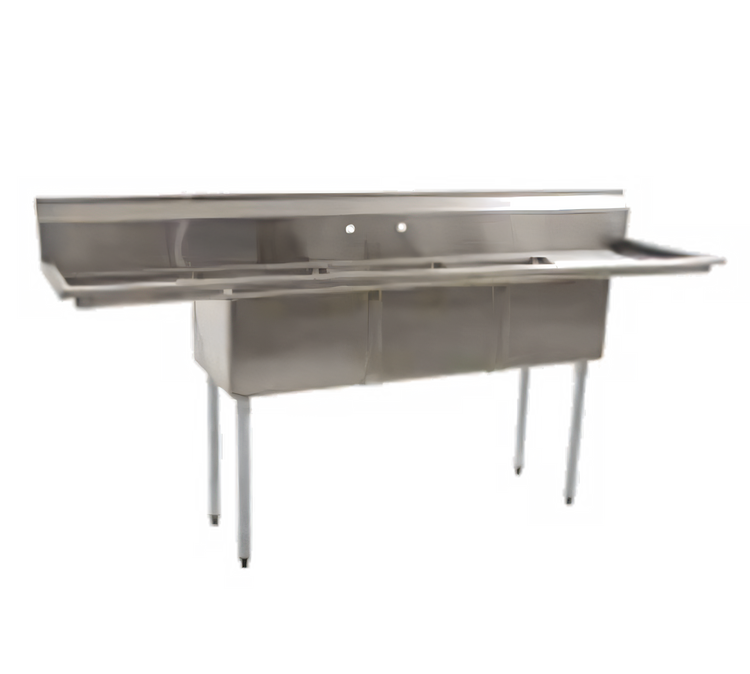 Product image #1 for Eagle Group BlendPort BPFE Series Economy 3-Compartment Sink with Right-Hand Drainboard, 24" x 24" x 12" Bowls, 16-Gauge 304 Stainless Steel