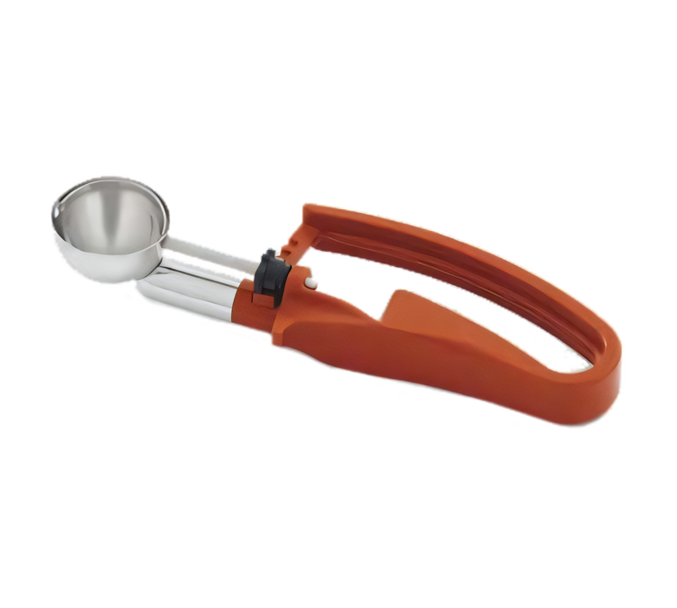 Product image #1 for Vollrath #50 0.65 oz Standard-Length Stainless Steel Disher with Terracotta Ergonomic Handle