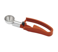 Vollrath #50 0.65 oz Standard-Length Stainless Steel Disher with Terracotta Ergonomic Handle