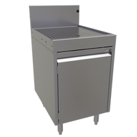 Glastender Underbar Drainboard Cabinet Base with Hinged Door, 18-Inch W x 24-Inch D, Stainless Steel