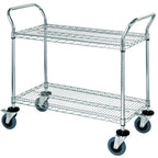 Thumbnail image #1 for Quantum WRC-1848-2CO Conductive Two-Shelf Wire Utility Bus Cart, 48 x 18 x 37.5 Inches, 1,200 lb Capacity, Chrome Plated