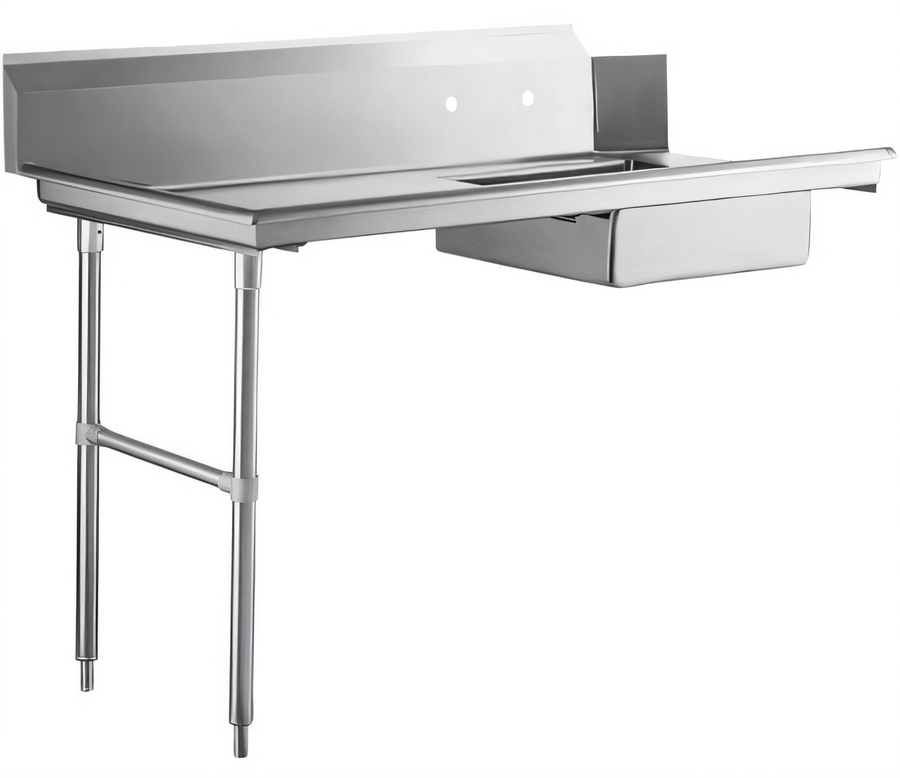 Product image #1 for 48-Inch Soiled Dish Table with Left-Side Sink and 10-Inch Splash, Stainless Steel