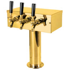 Thumbnail image #1 for Micro Matic USA T Style D7743PVDKR Countertop 3-Faucet Glycol-Cooled Draft Beer Tower with PVD Brass Finish
