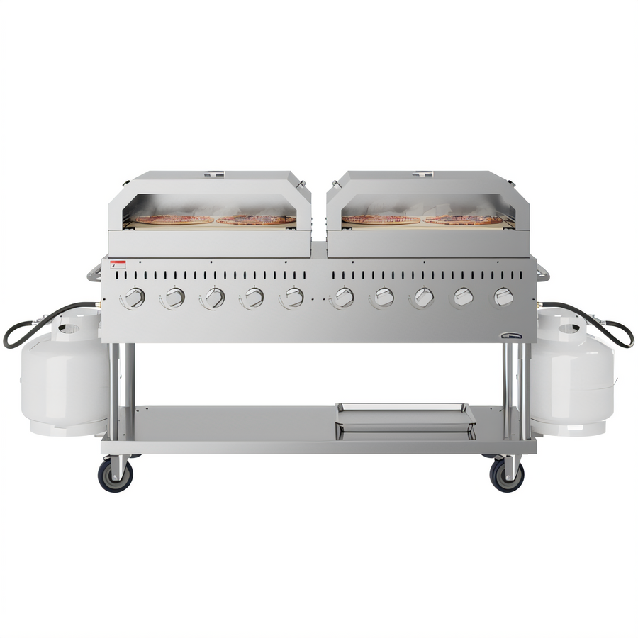 Product image #1 for KoolMore 10-Burner Commercial Outdoor Propane Grill with Dual 36-Inch Pizza Ovens