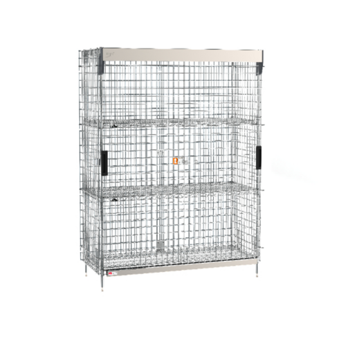 Product image #1 for Metro SlideSecure Super Erecta Stationary Chrome Wire Security Cage with Sliding Doors and 2 Shelves