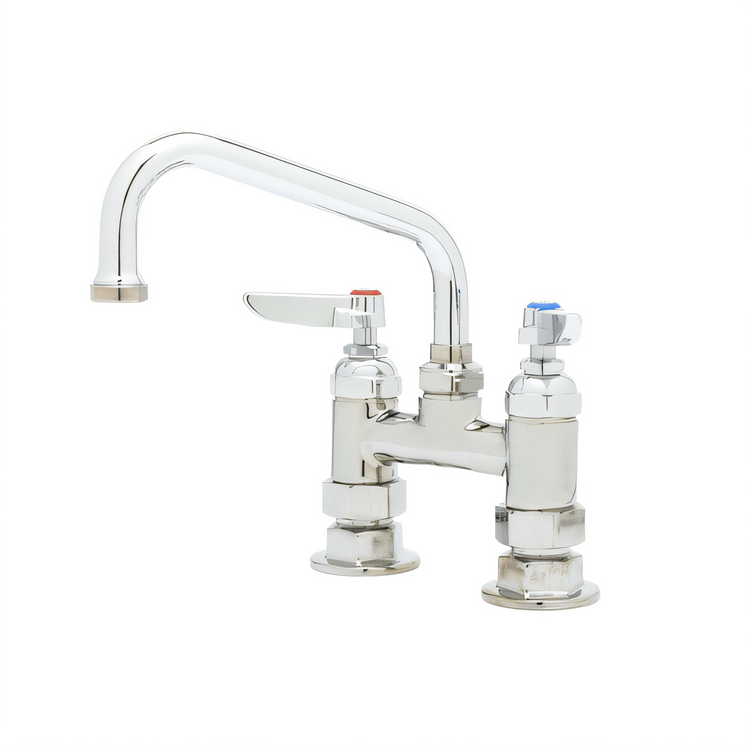 Product image #1 for T&S Brass B-0227 Deck Mount Mixing Faucet with 8-Inch Swing Nozzle, 4-Inch Centers