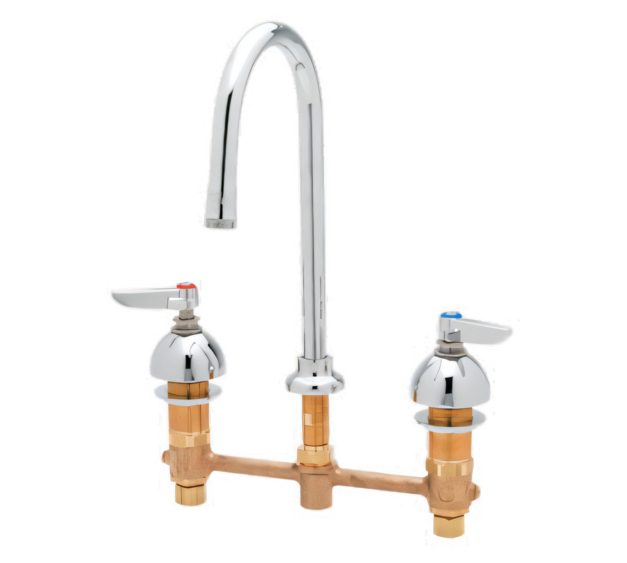 Product image #1 for Advance Tabco K-132 Lead-Free 3-Hole Deck-Mounted Manual Faucet with 5-1/2-Inch Gooseneck Spout